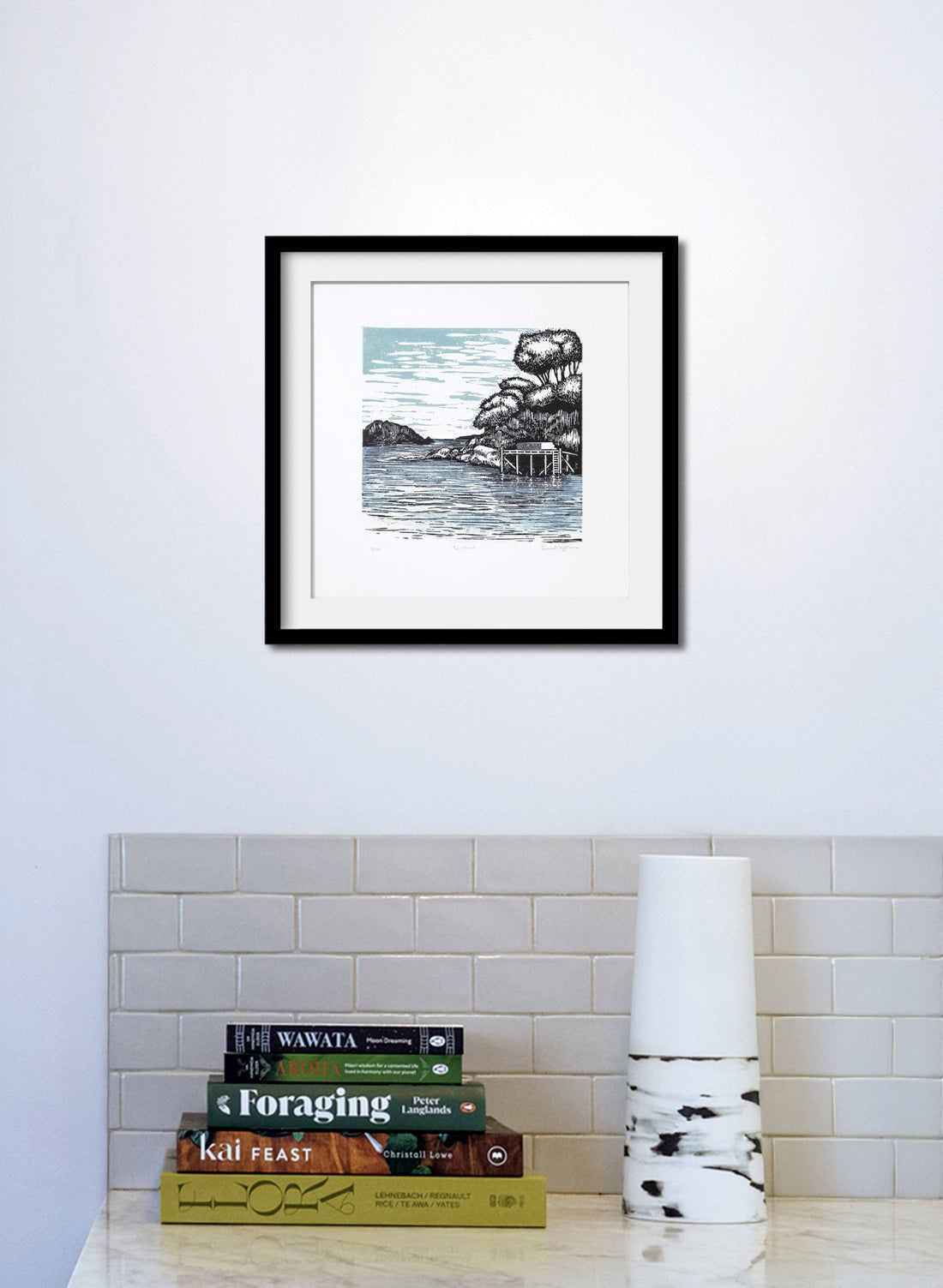 The Wharf (Blue) -  Wood Cut Print