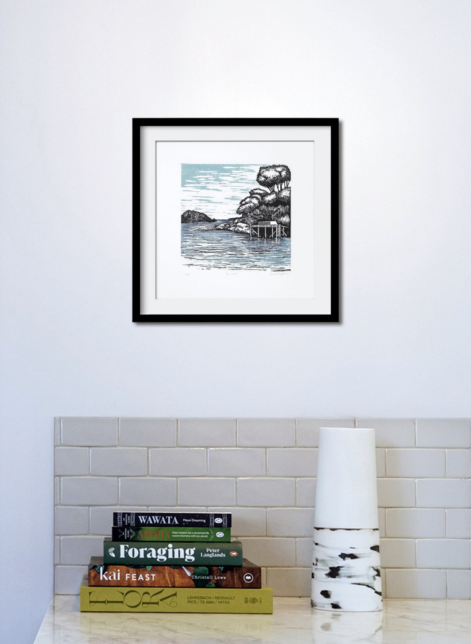 The Wharf (Blue) -  Wood Cut Print