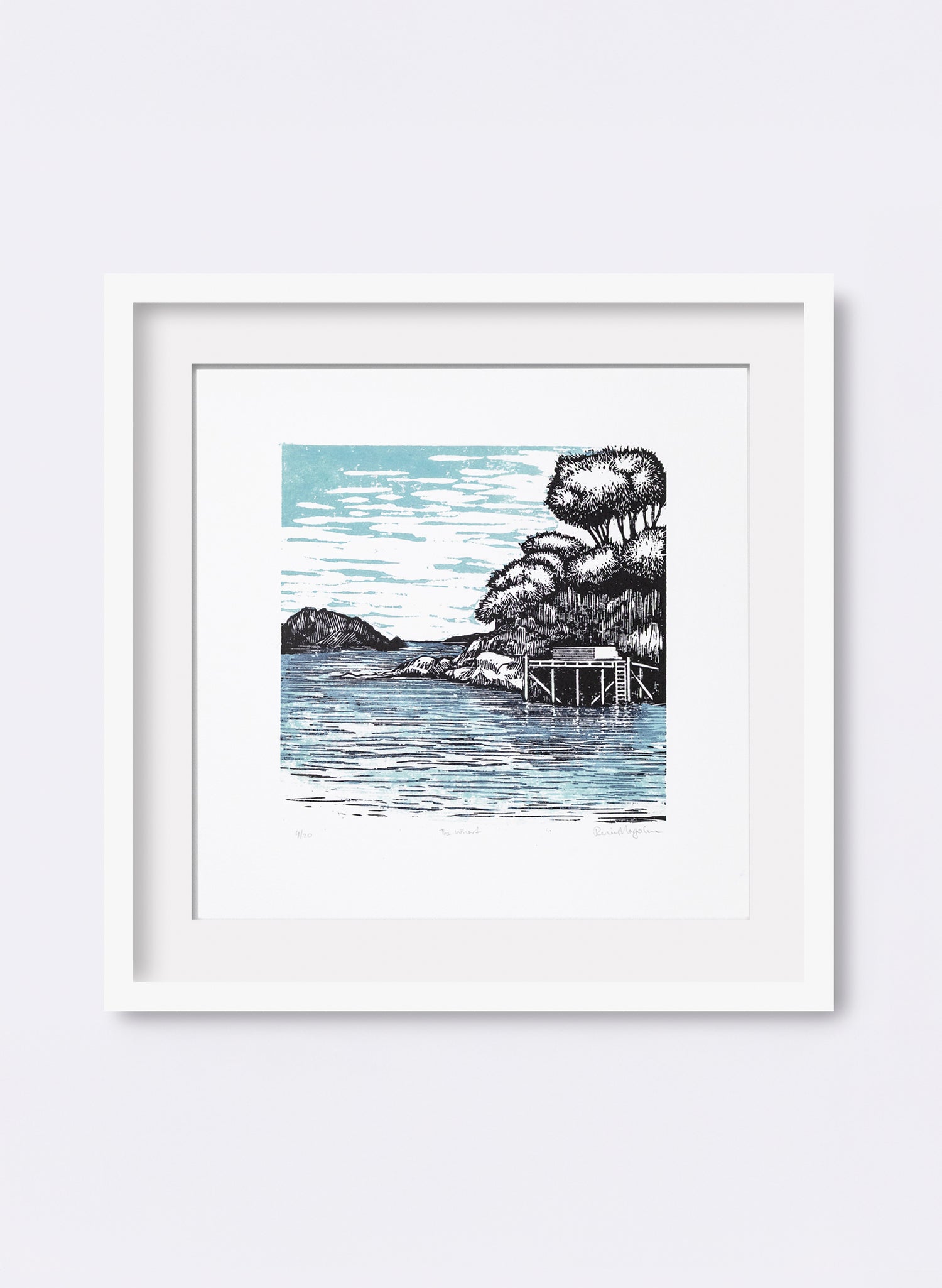 The Wharf (Blue) -  Wood Cut Print