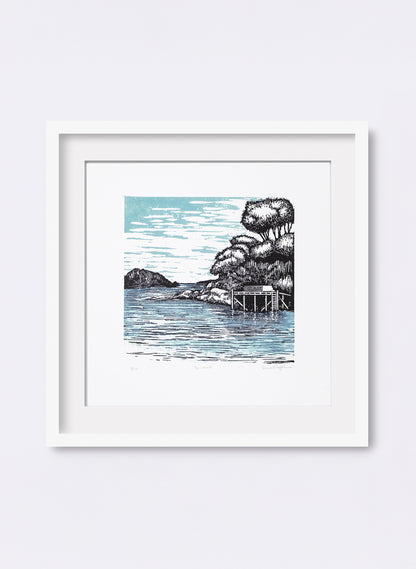 The Wharf (Blue) -  Wood Cut Print