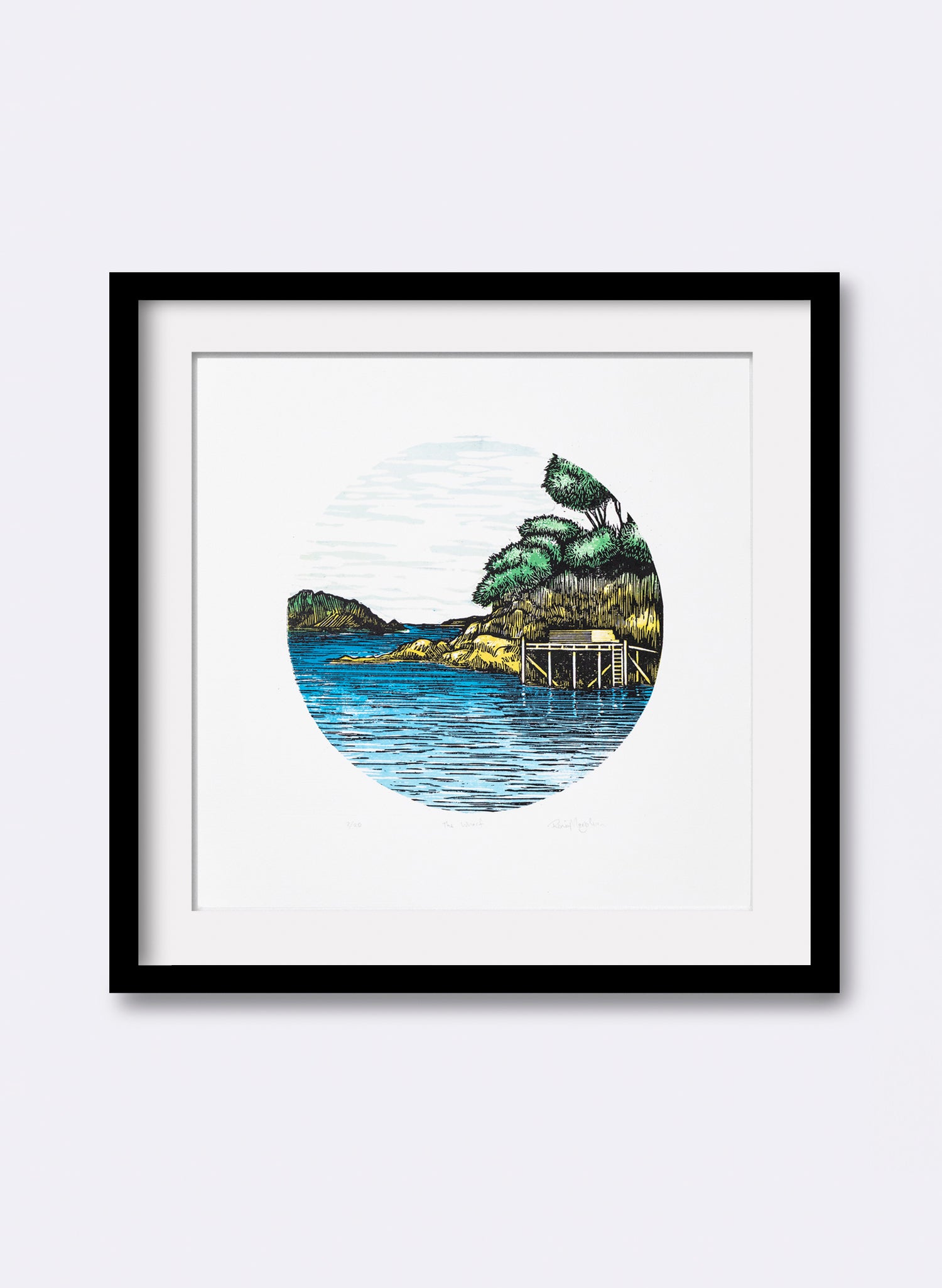 The Wharf  (Round) -  Wood Cut Print
