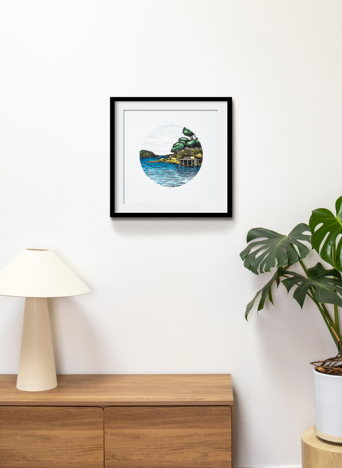 The Wharf  (Round) -  Wood Cut Print