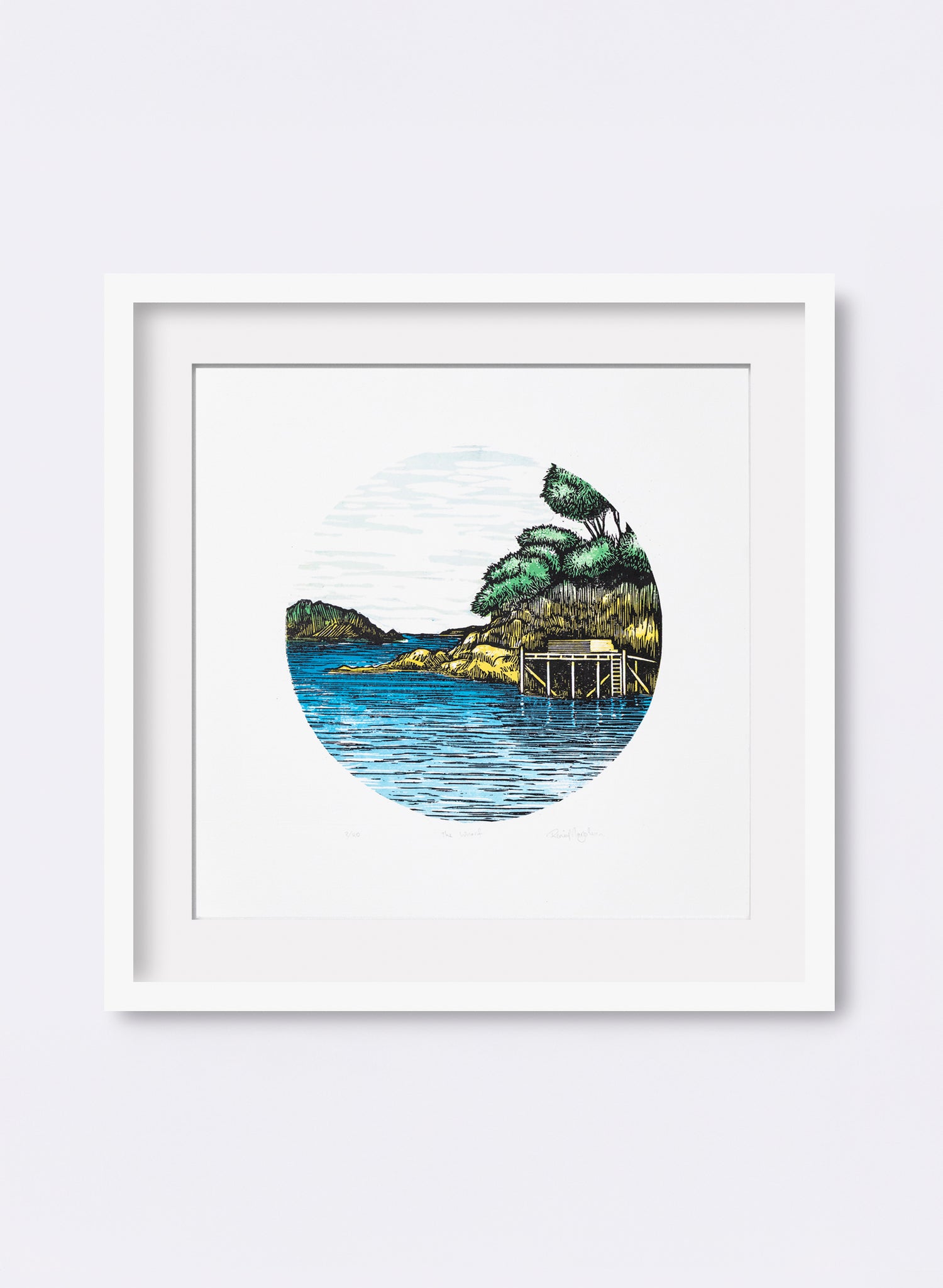 The Wharf  (Round) -  Wood Cut Print