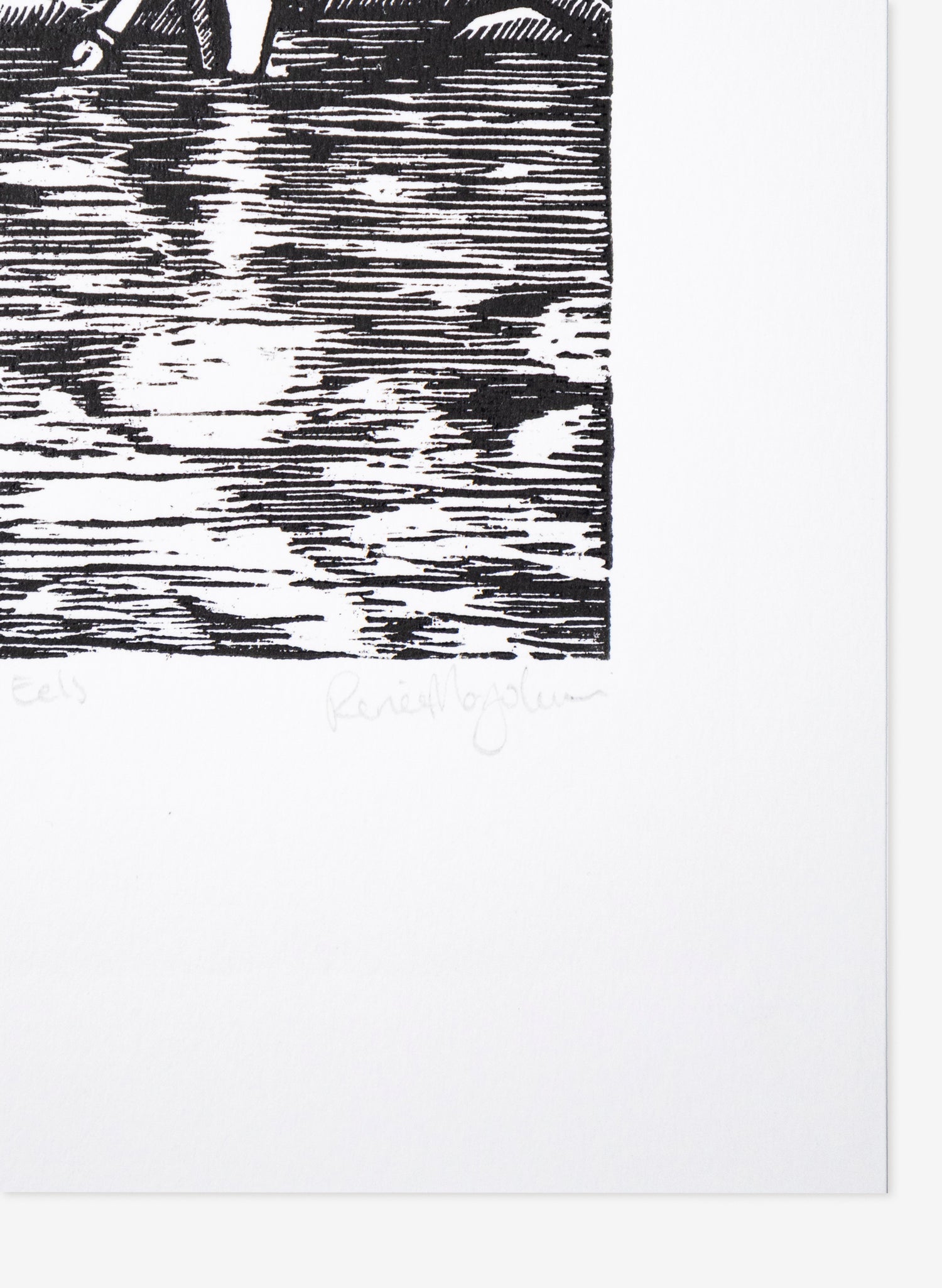 Catching Eels -  Wood Cut Print