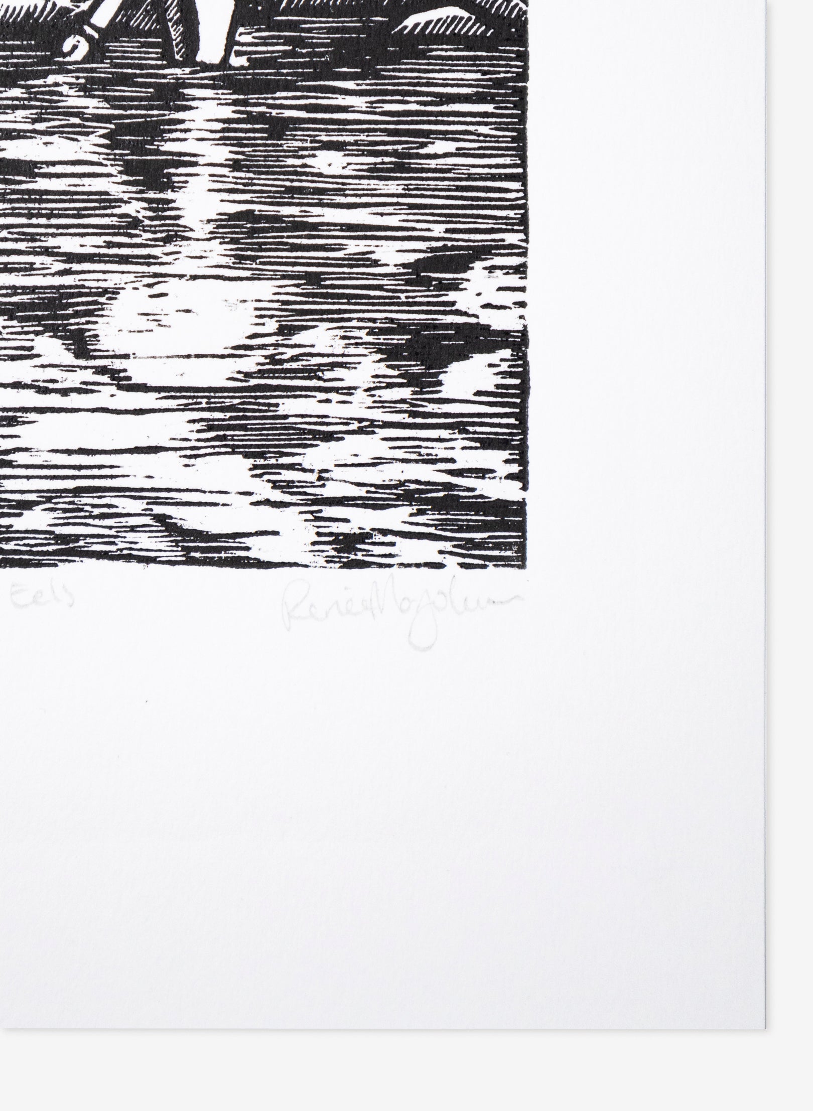 Catching Eels -  Wood Cut Print