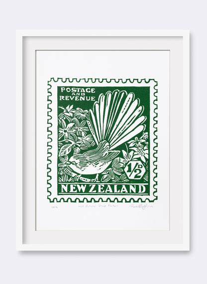 1935 Pictorial Stamps Fantail (Colour) - Wood Cut Print