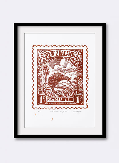1935 Pictorial Stamps Kiwi (Colour) - Wood Cut Print