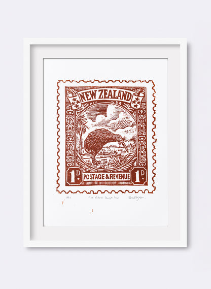 1935 Pictorial Stamps Kiwi (Colour) - Wood Cut Print