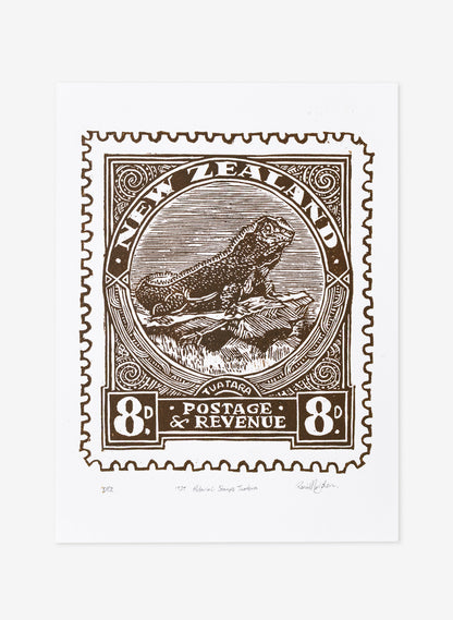 1935 Pictorial Stamps Tuatara (Colour)  -  Wood Cut Print