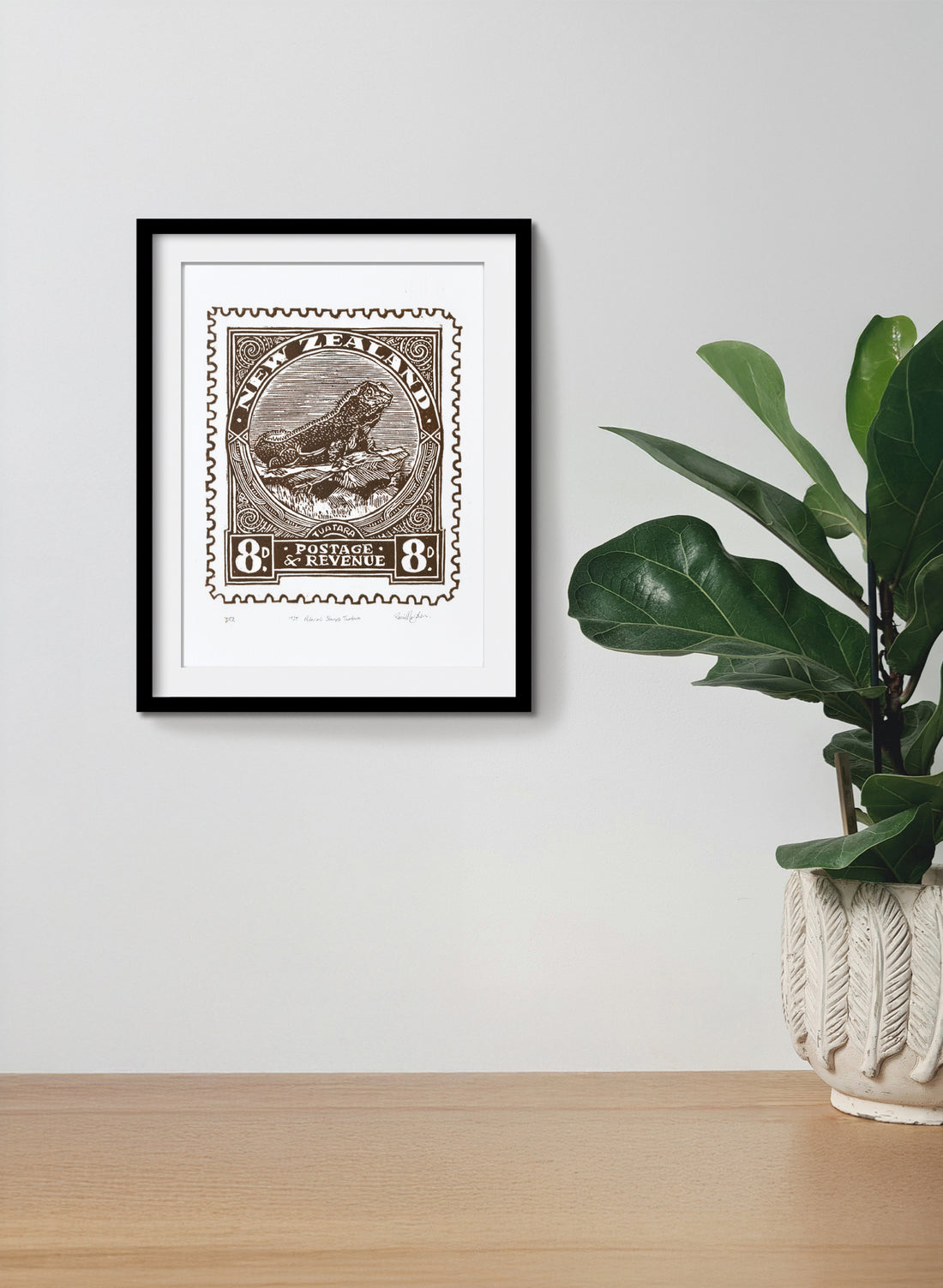 1935 Pictorial Stamps Tuatara (Colour)  -  Wood Cut Print