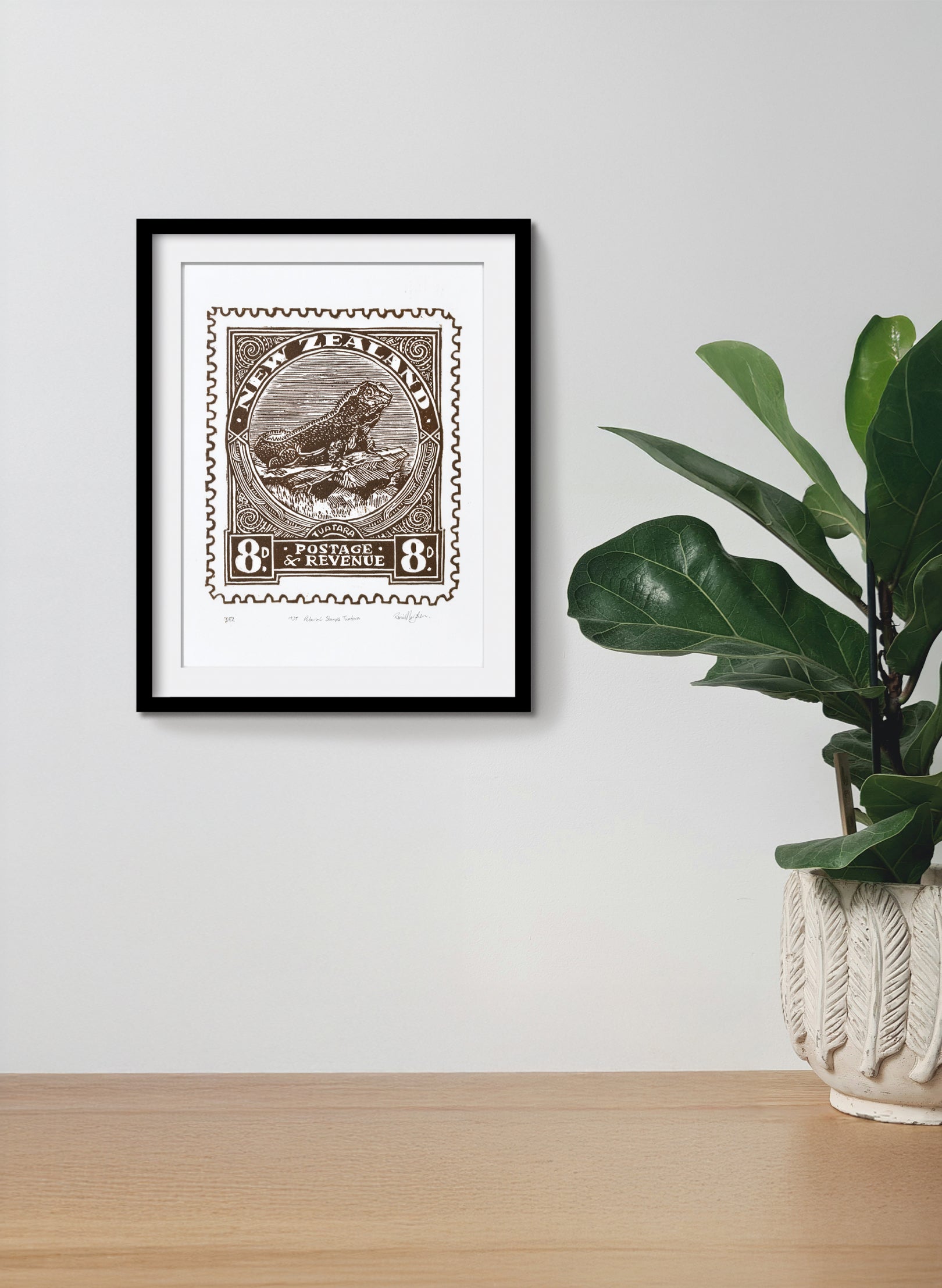 1935 Pictorial Stamps Tuatara (Colour)  -  Wood Cut Print