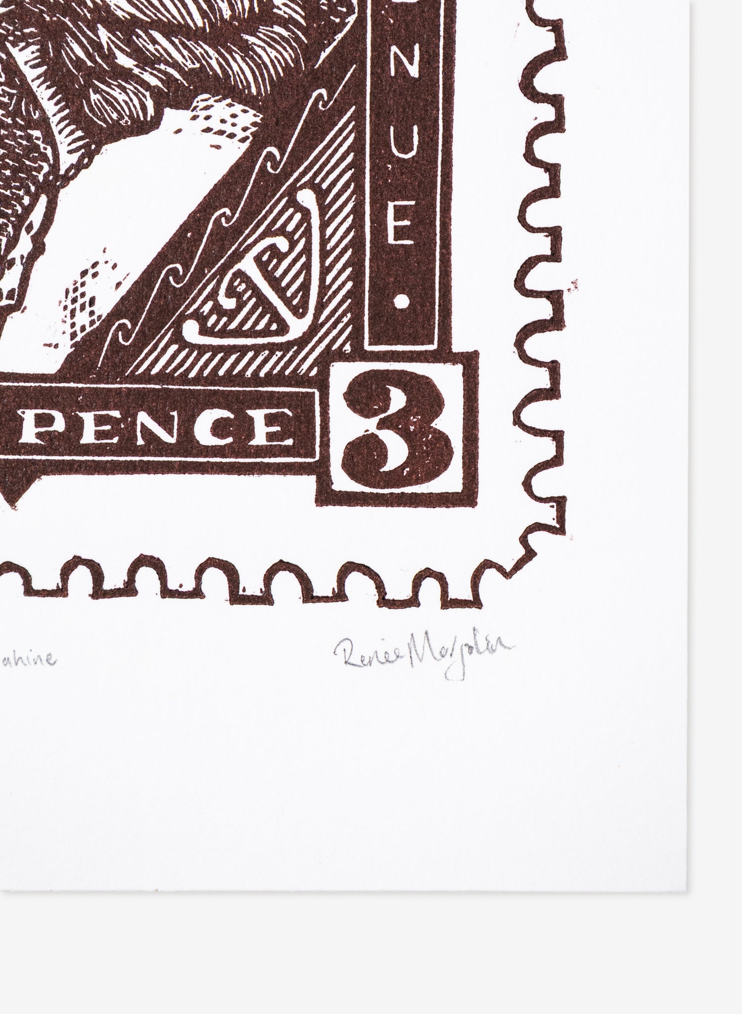 Wahine Stamp (Colour) -  Wood Cut Print