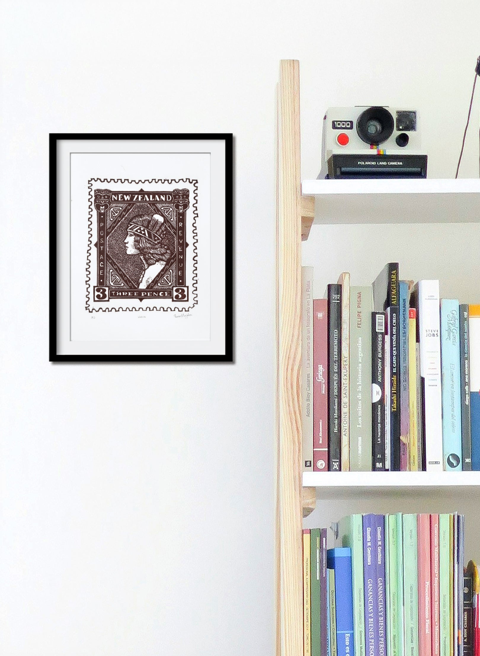 Wahine Stamp (Colour) -  Wood Cut Print