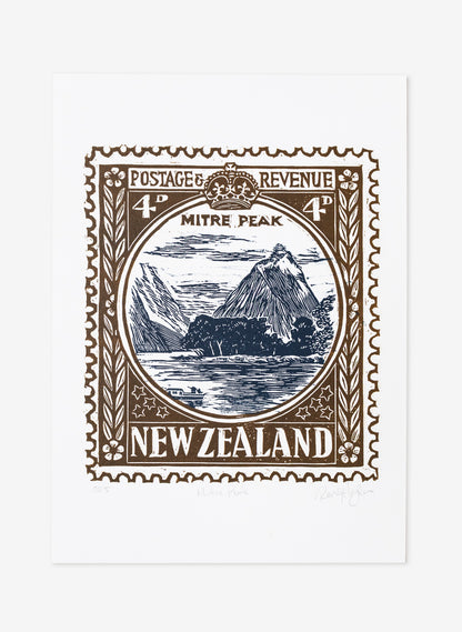 Wahine Stamp (Colour) -  Wood Cut Print