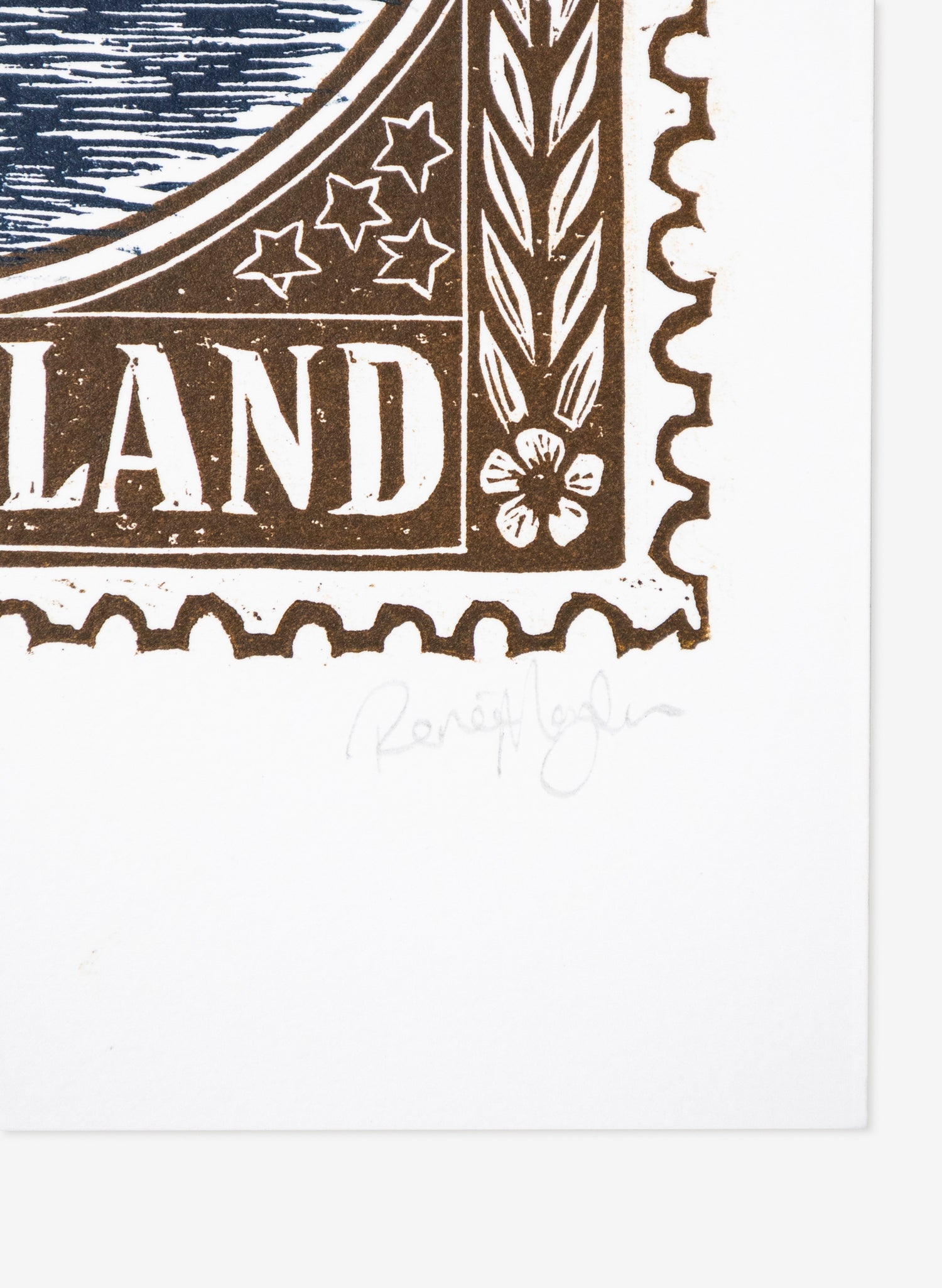 Wahine Stamp (Colour) -  Wood Cut Print