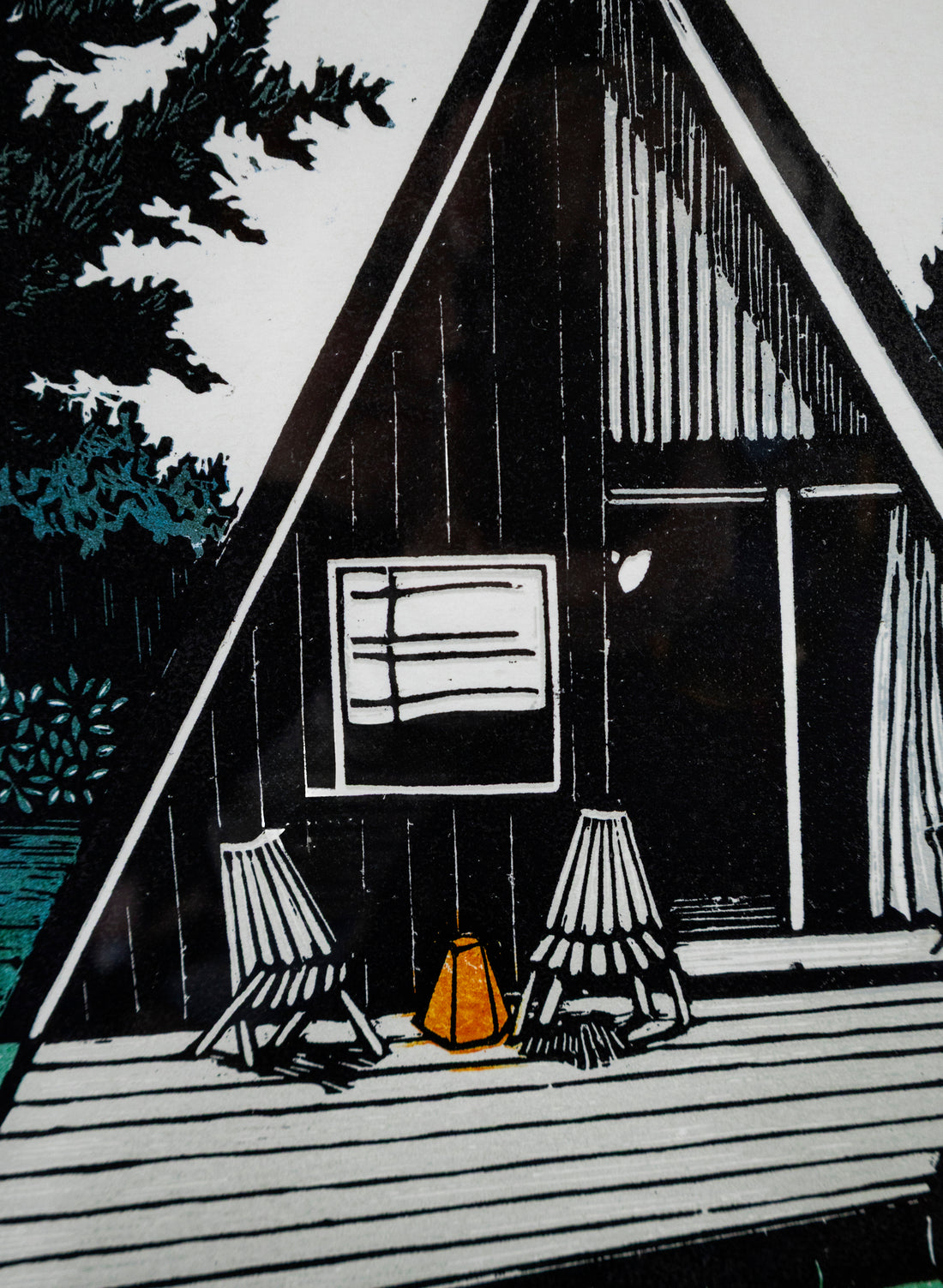 Ohakune (Colour) -  Wood Cut Print Framed