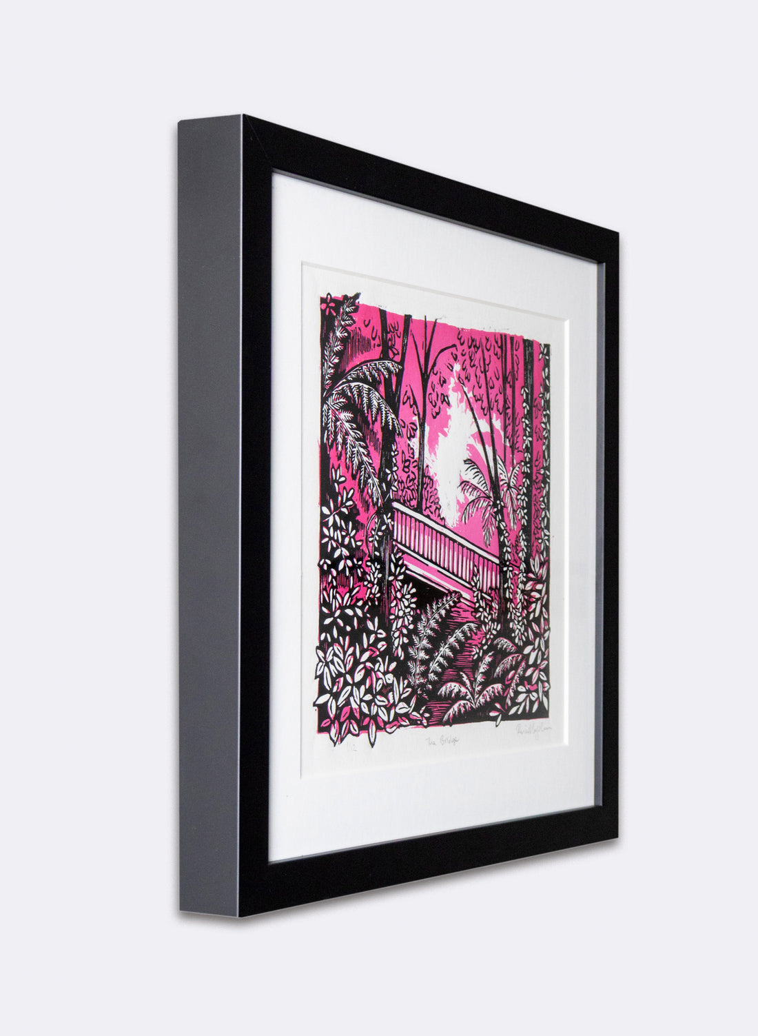The Bridge (Pink) -  Wood Cut Print Framed