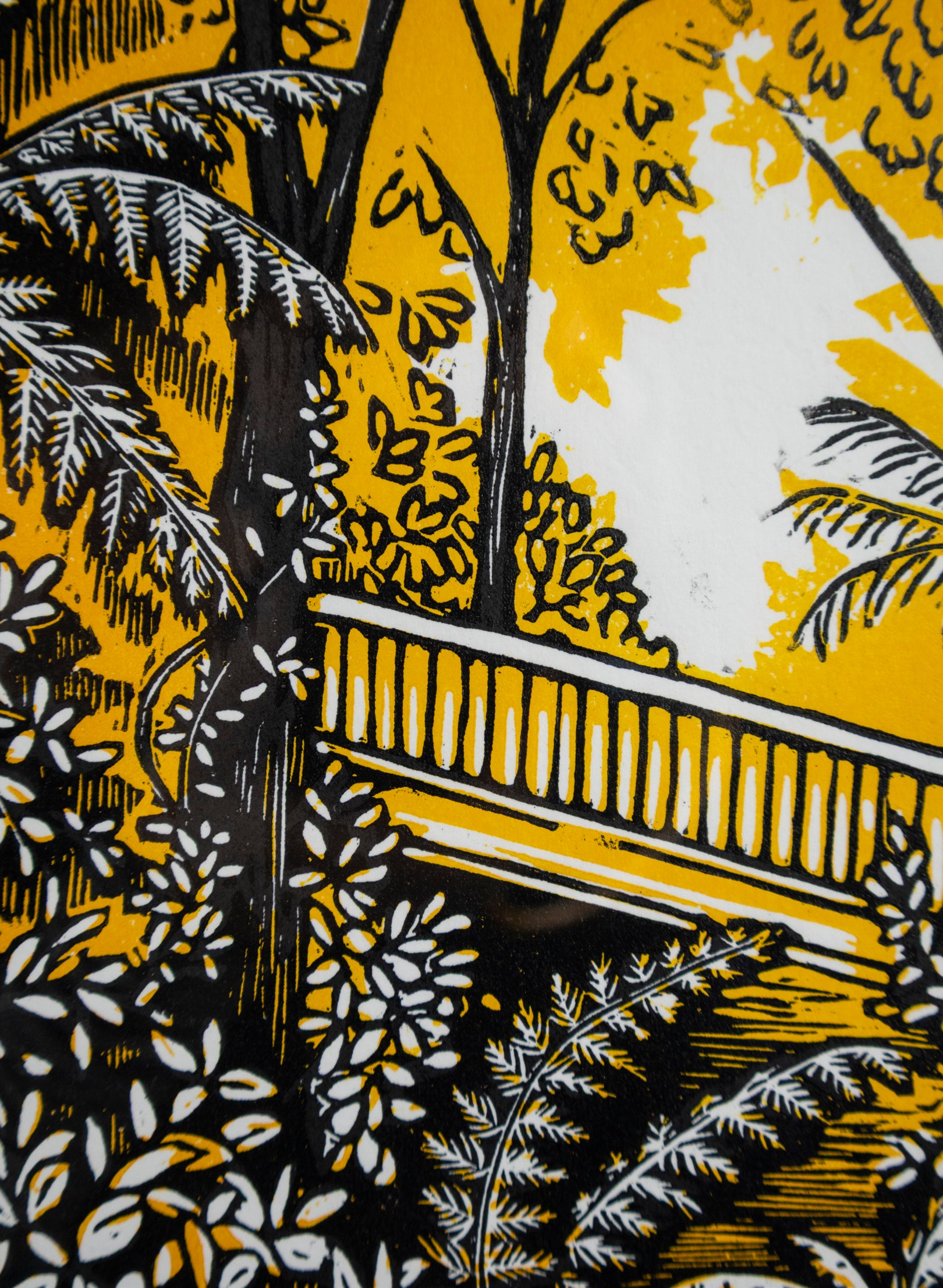 The Bridge (Orange) -  Wood Cut Print Framed