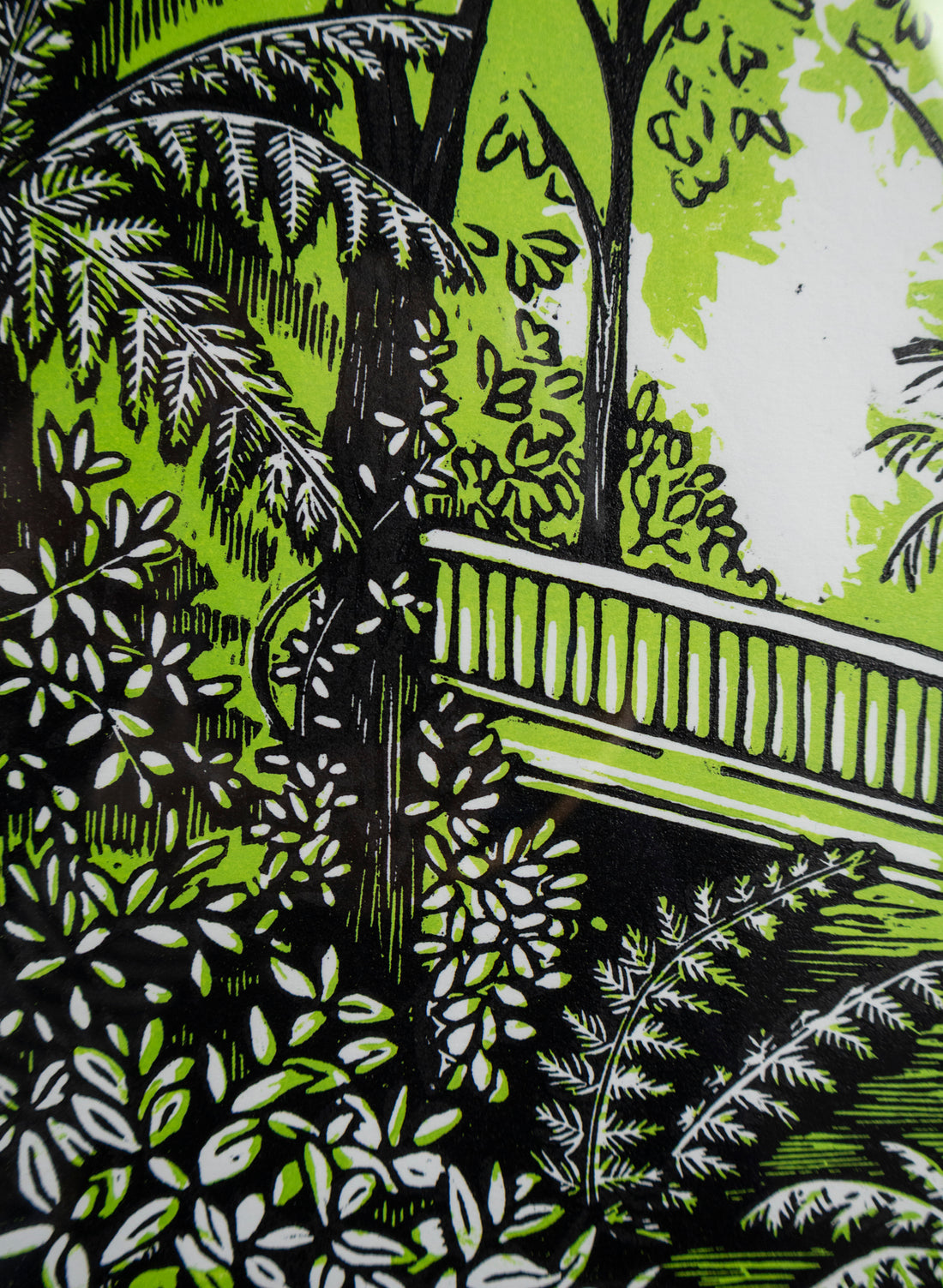 The Bridge (Green) -  Wood Cut Print Framed
