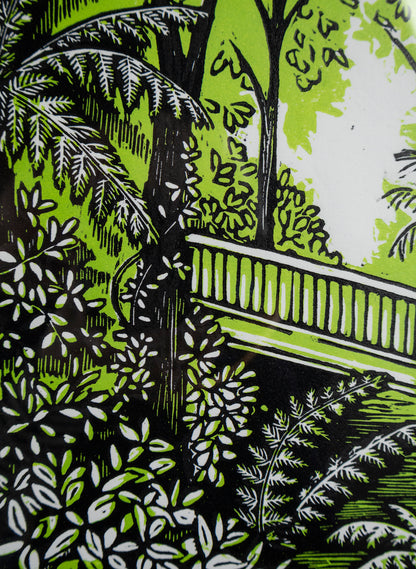 The Bridge (Green) -  Wood Cut Print Framed