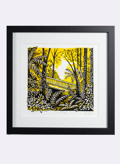 The Bridge (Yellow) -  Wood Cut Print Framed