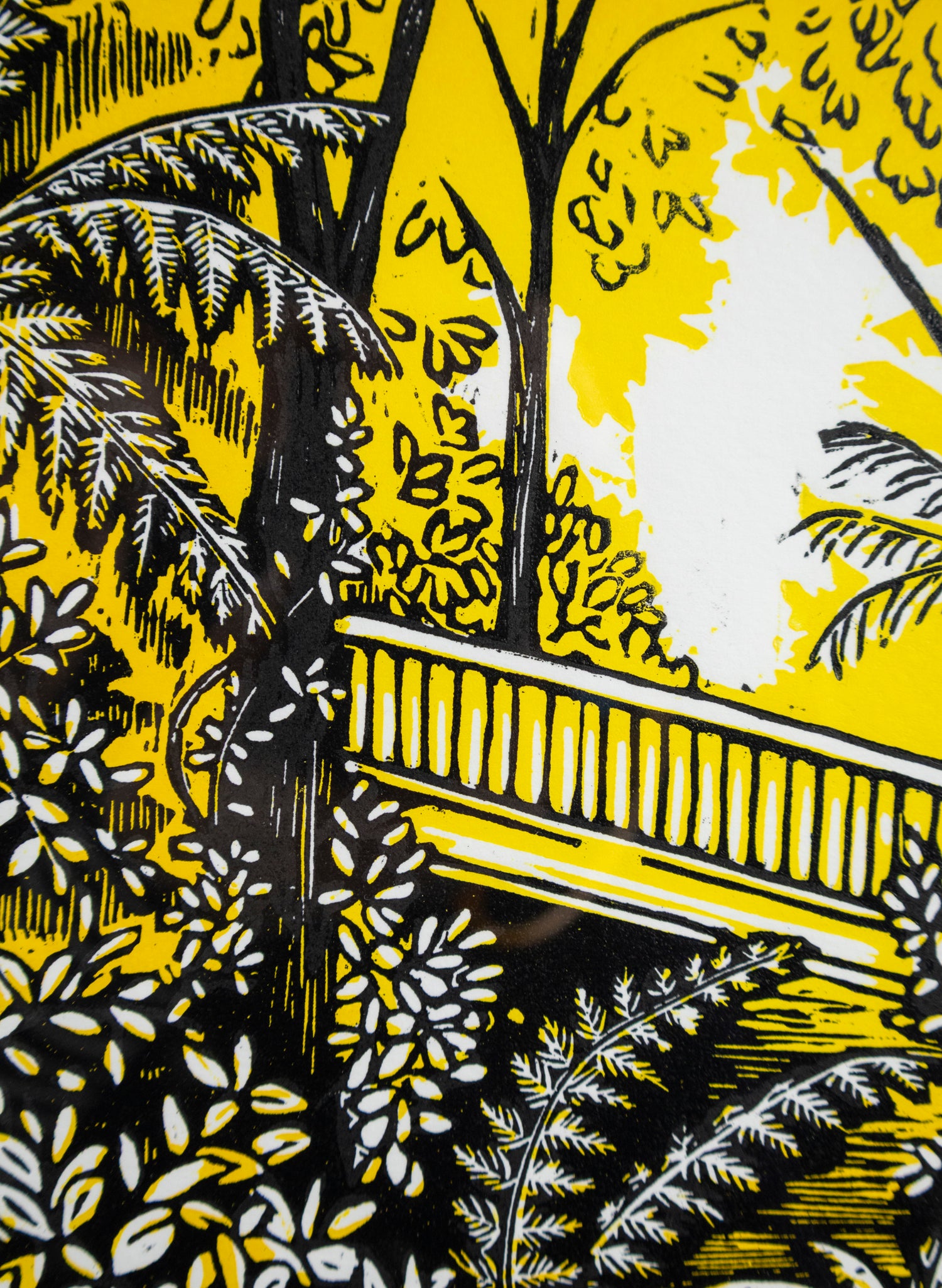 The Bridge (Yellow) -  Wood Cut Print Framed
