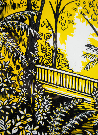 The Bridge (Yellow) -  Wood Cut Print Framed