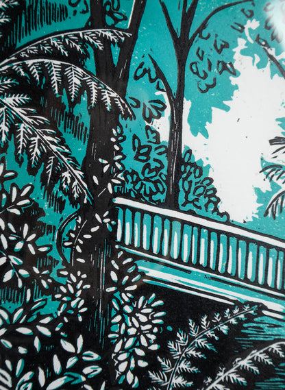 The Bridge (Teal) -  Wood Cut Print Framed