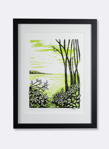 Coast -  Wood Cut Print Framed