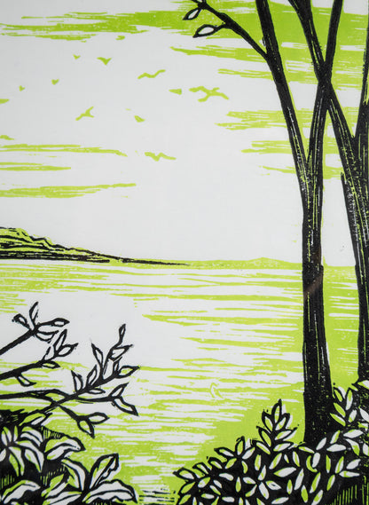 Coast -  Wood Cut Print Framed