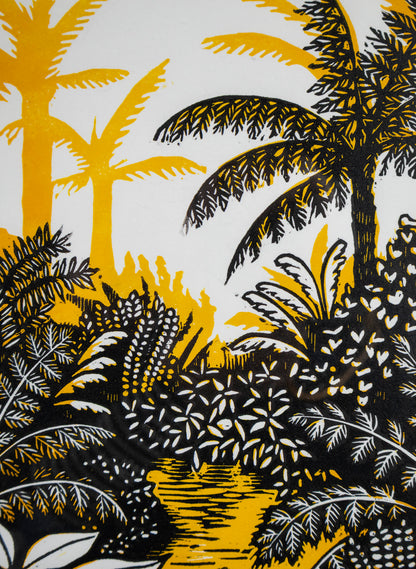Path (Orange) -  Wood Cut Print Framed