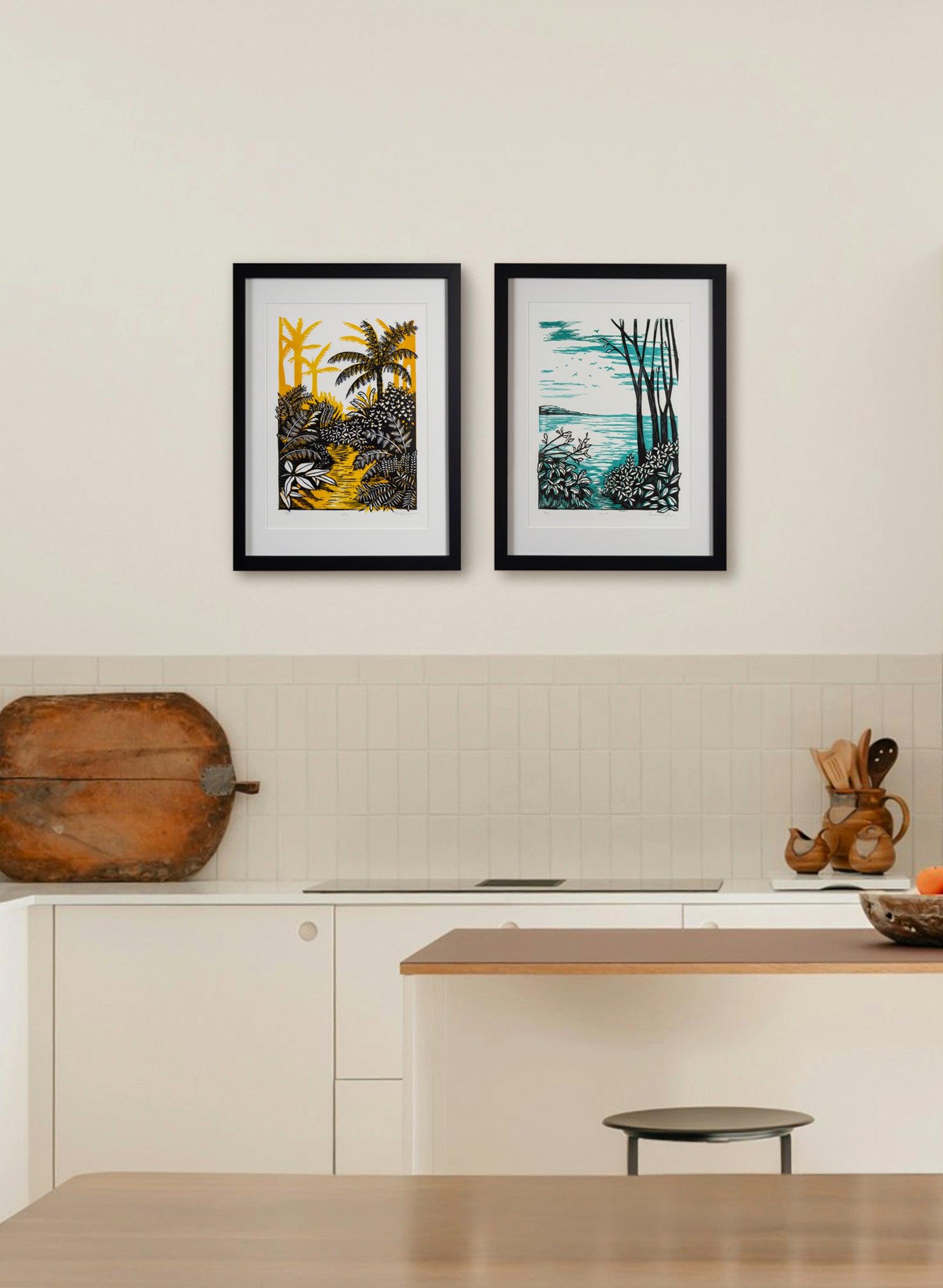 Path (Orange) -  Wood Cut Print Framed