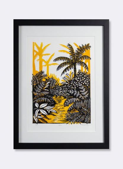 Path (Orange) -  Wood Cut Print Framed
