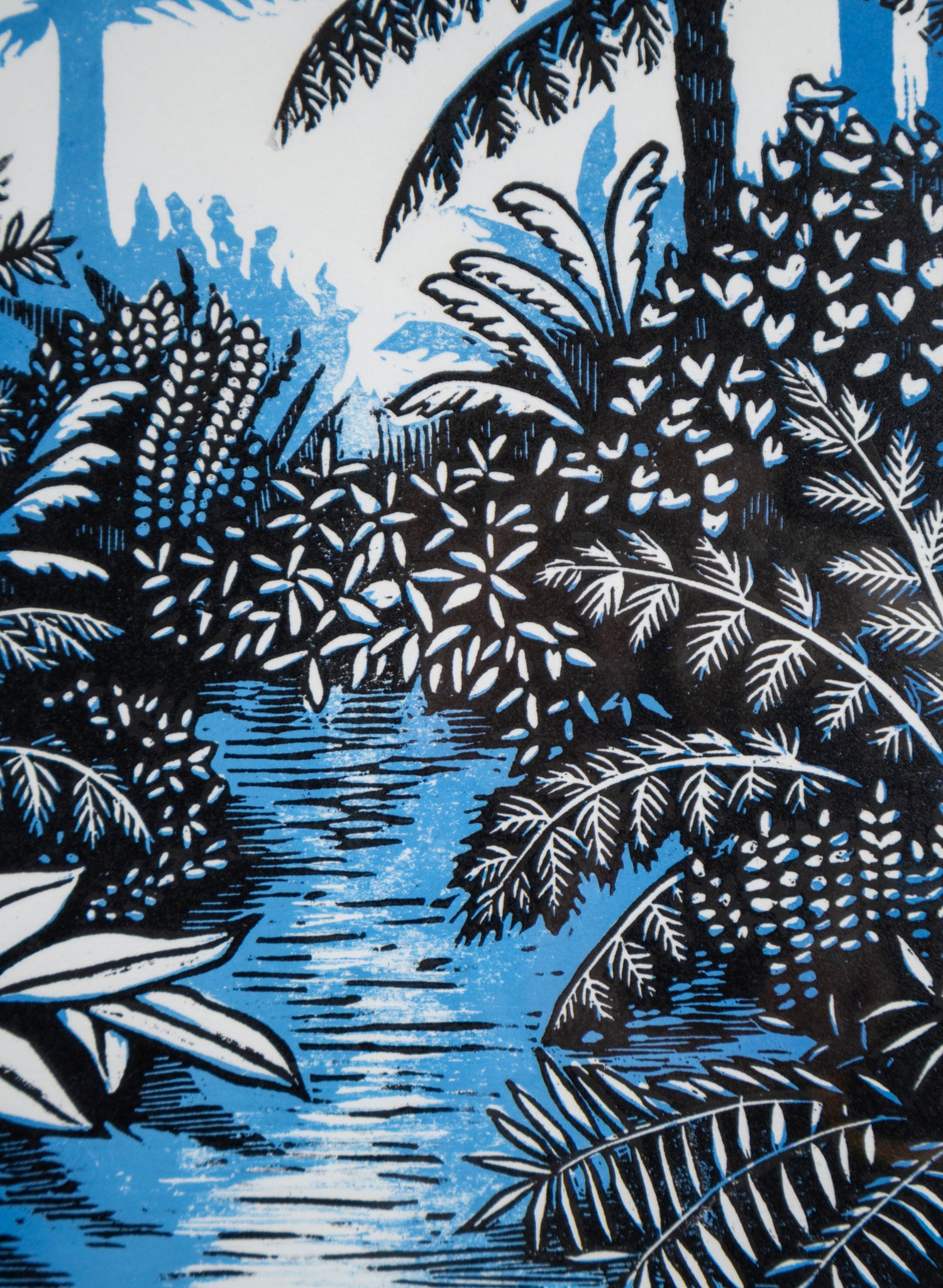 Path (Blue) -  Wood Cut Print Framed