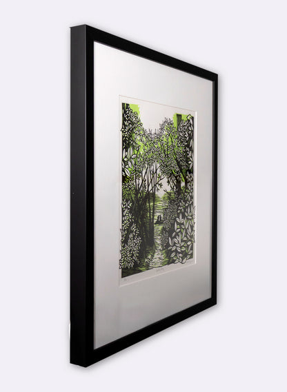 Golden Bay (Green) -  Wood Cut Print Framed