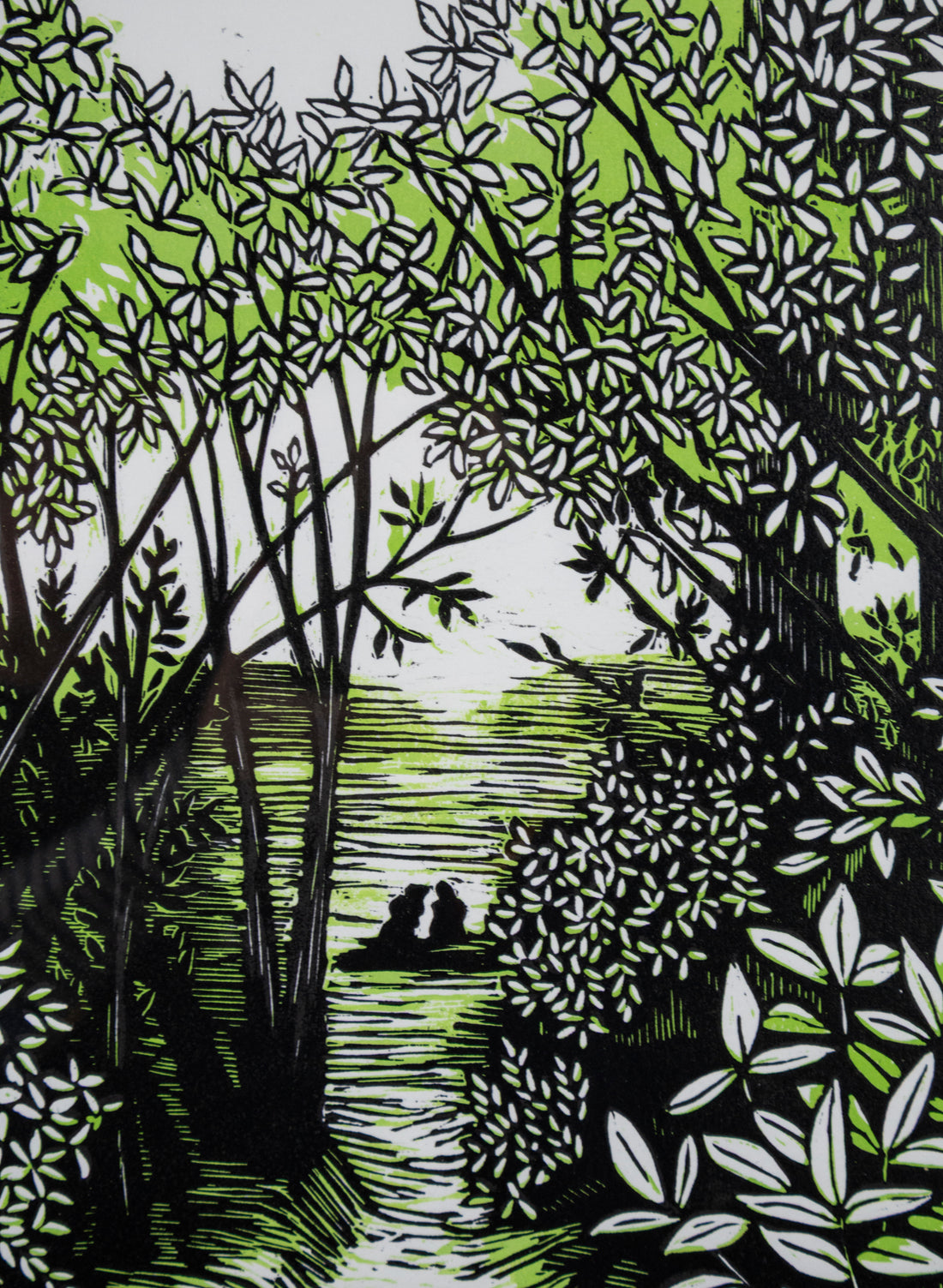 Golden Bay (Green) -  Wood Cut Print Framed