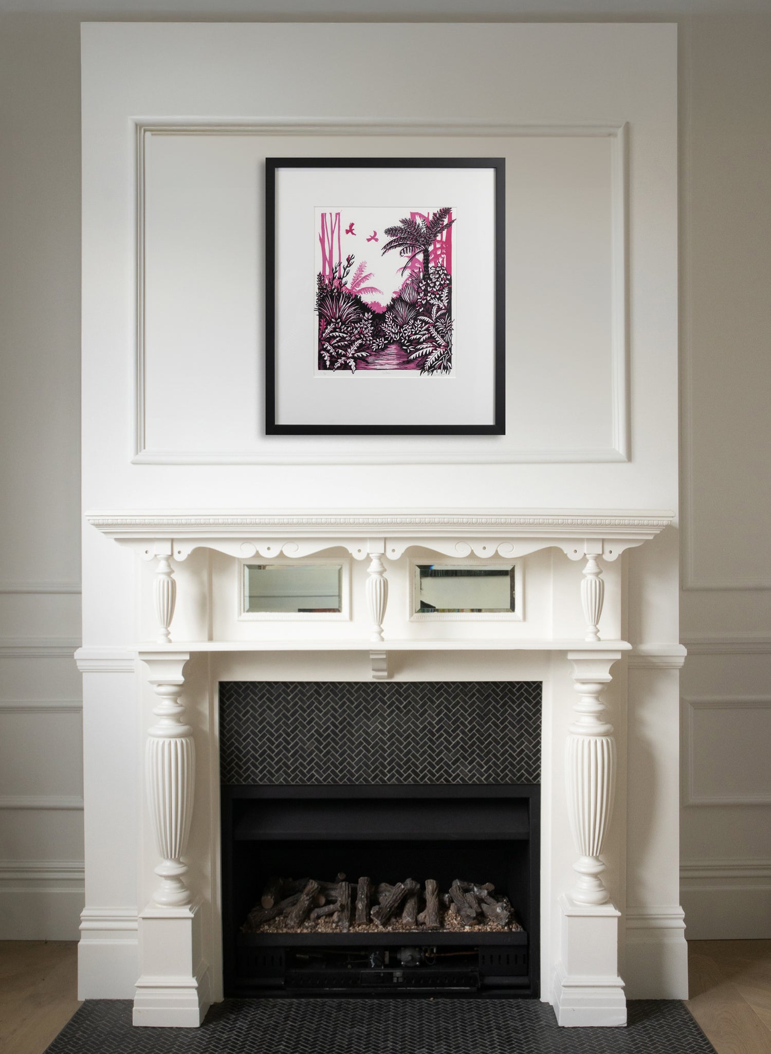Listen (Pink) -  Wood Cut Print Framed