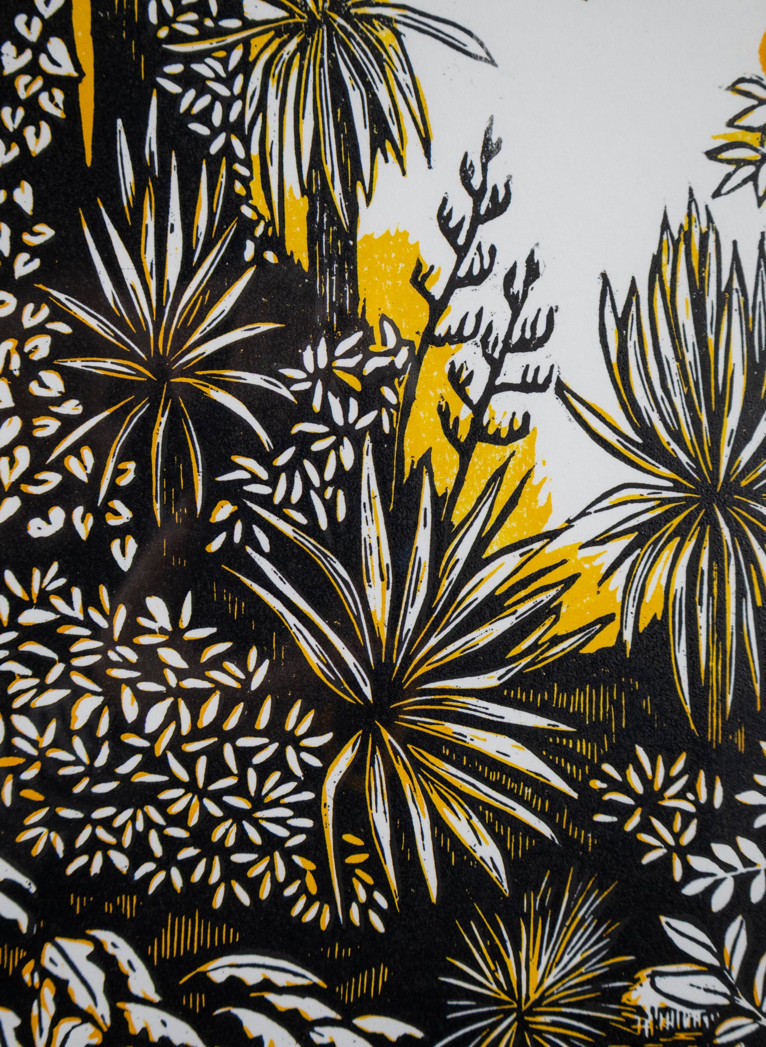 Pause (Yellow) -  Wood Cut Print Framed