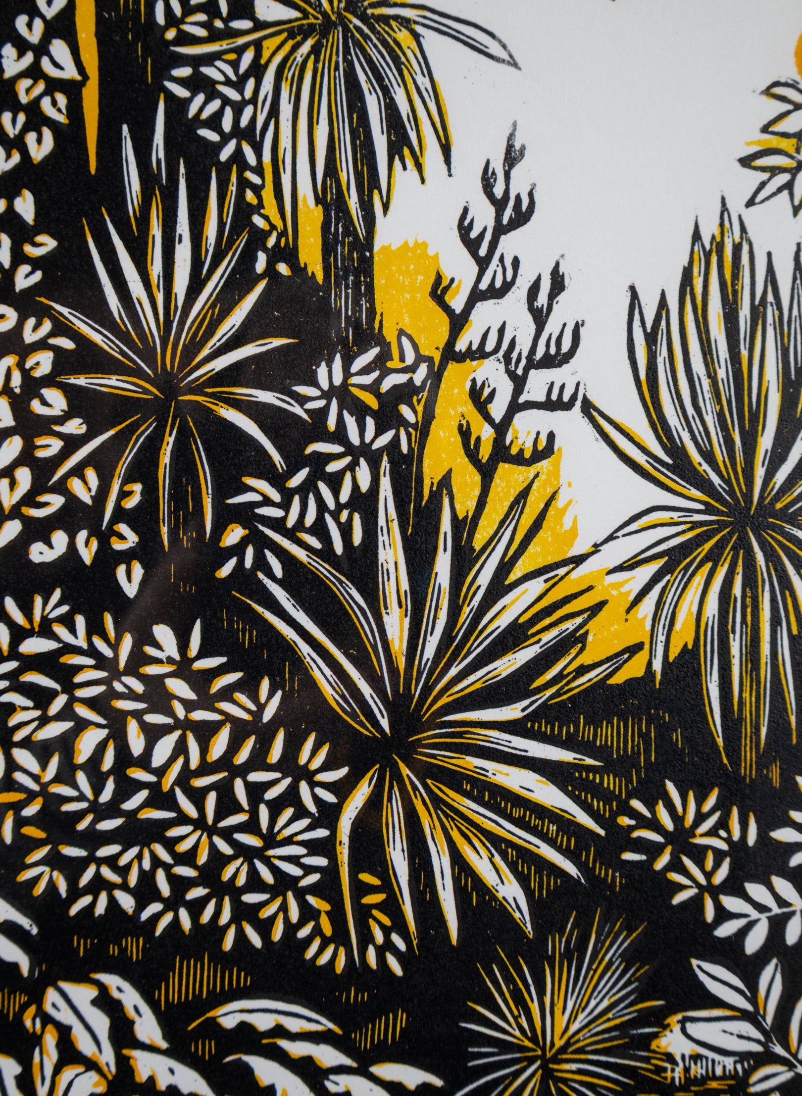 Pause (Yellow) -  Wood Cut Print Framed