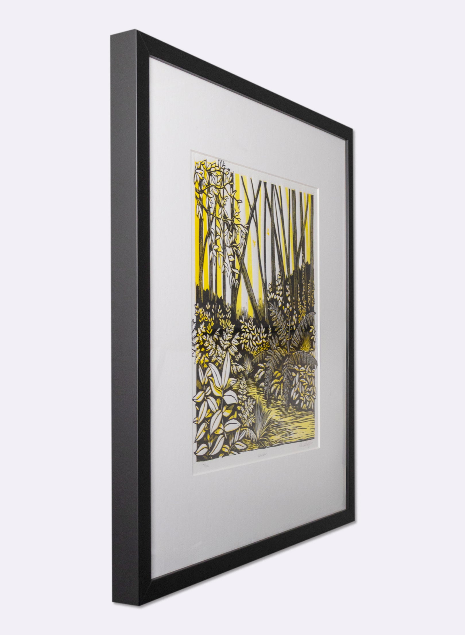Wander (Yellow) -  Wood Cut Print Framed