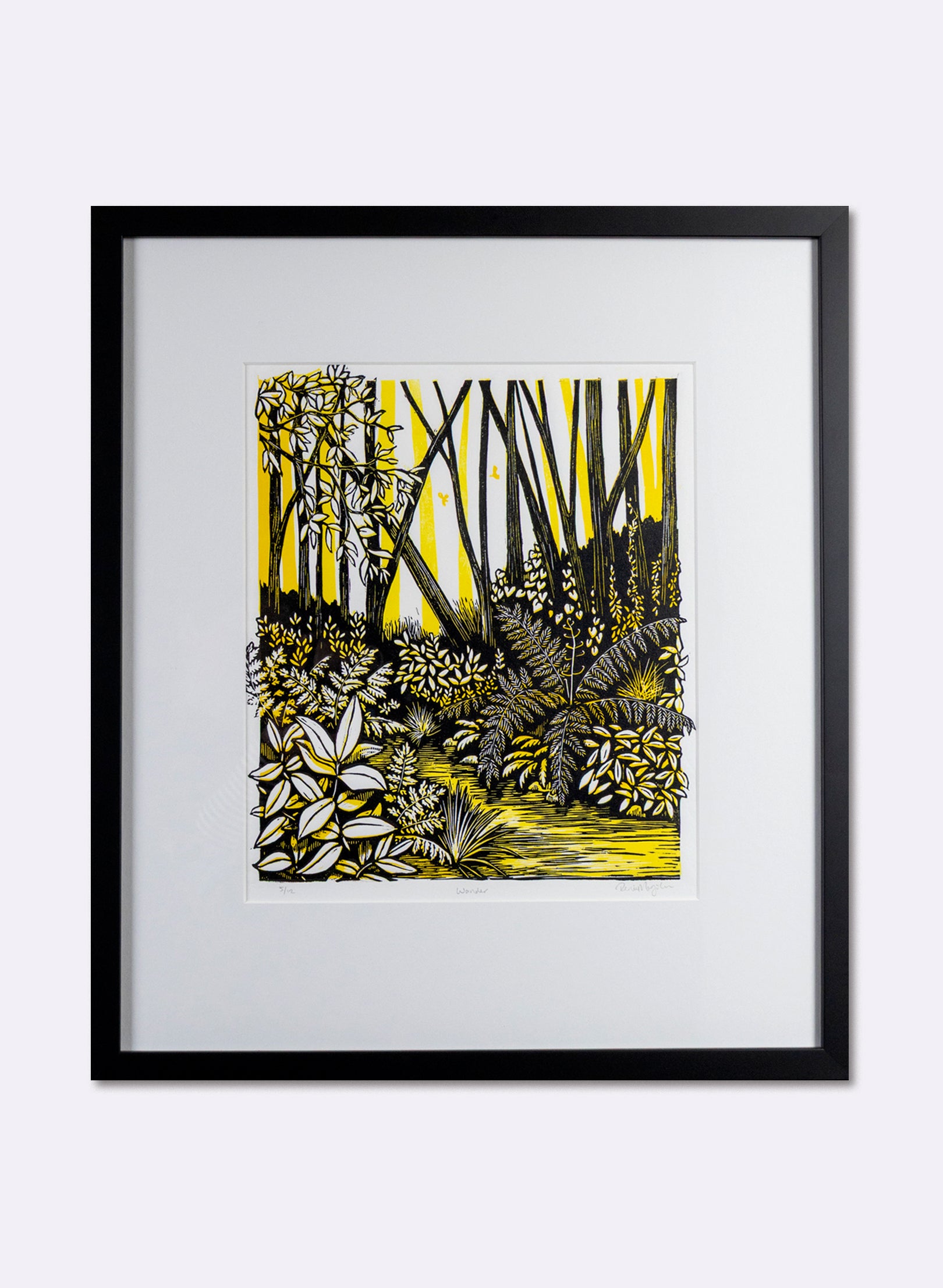 Wander (Yellow) -  Wood Cut Print Framed