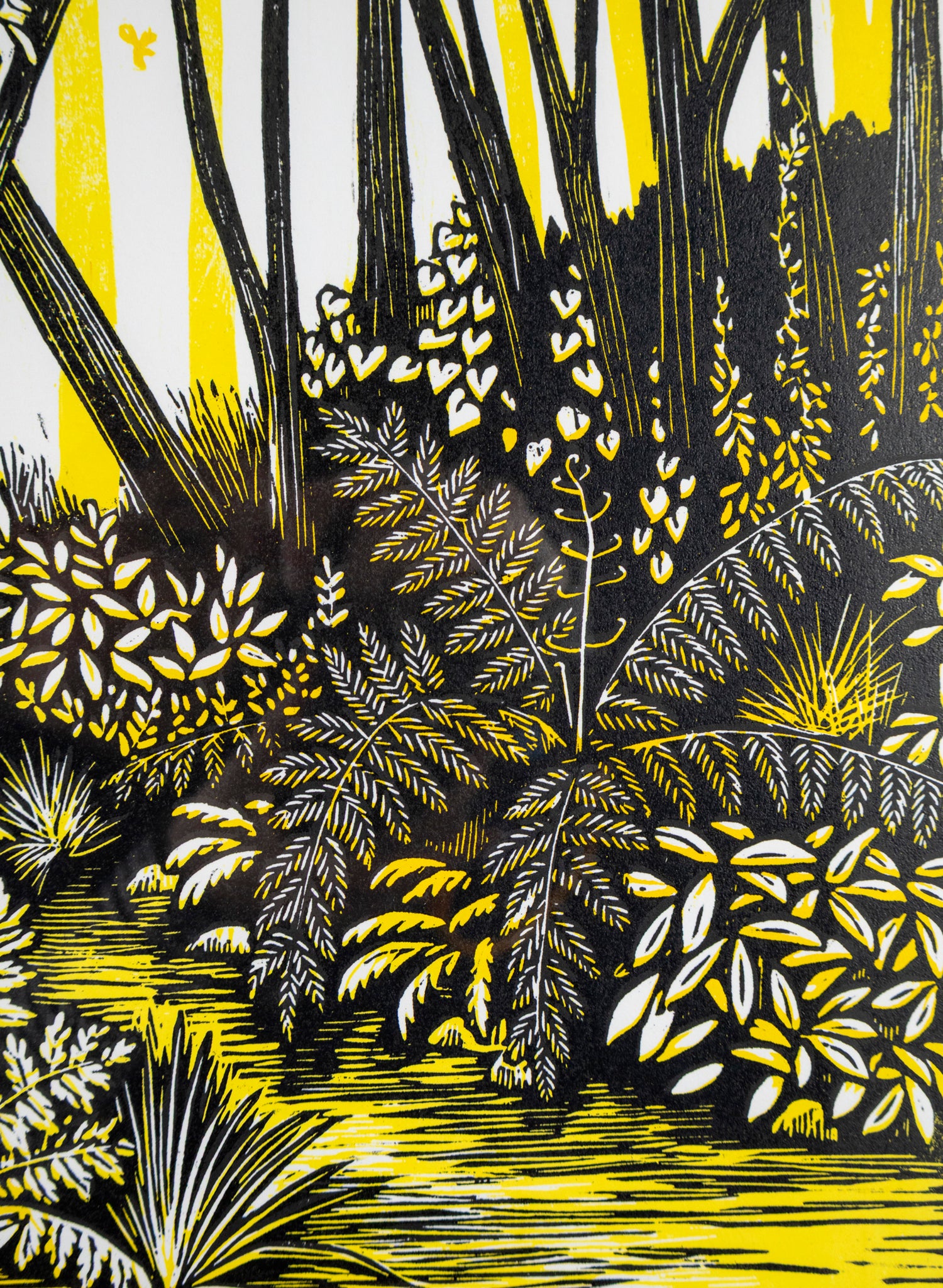 Wander (Yellow) -  Wood Cut Print Framed