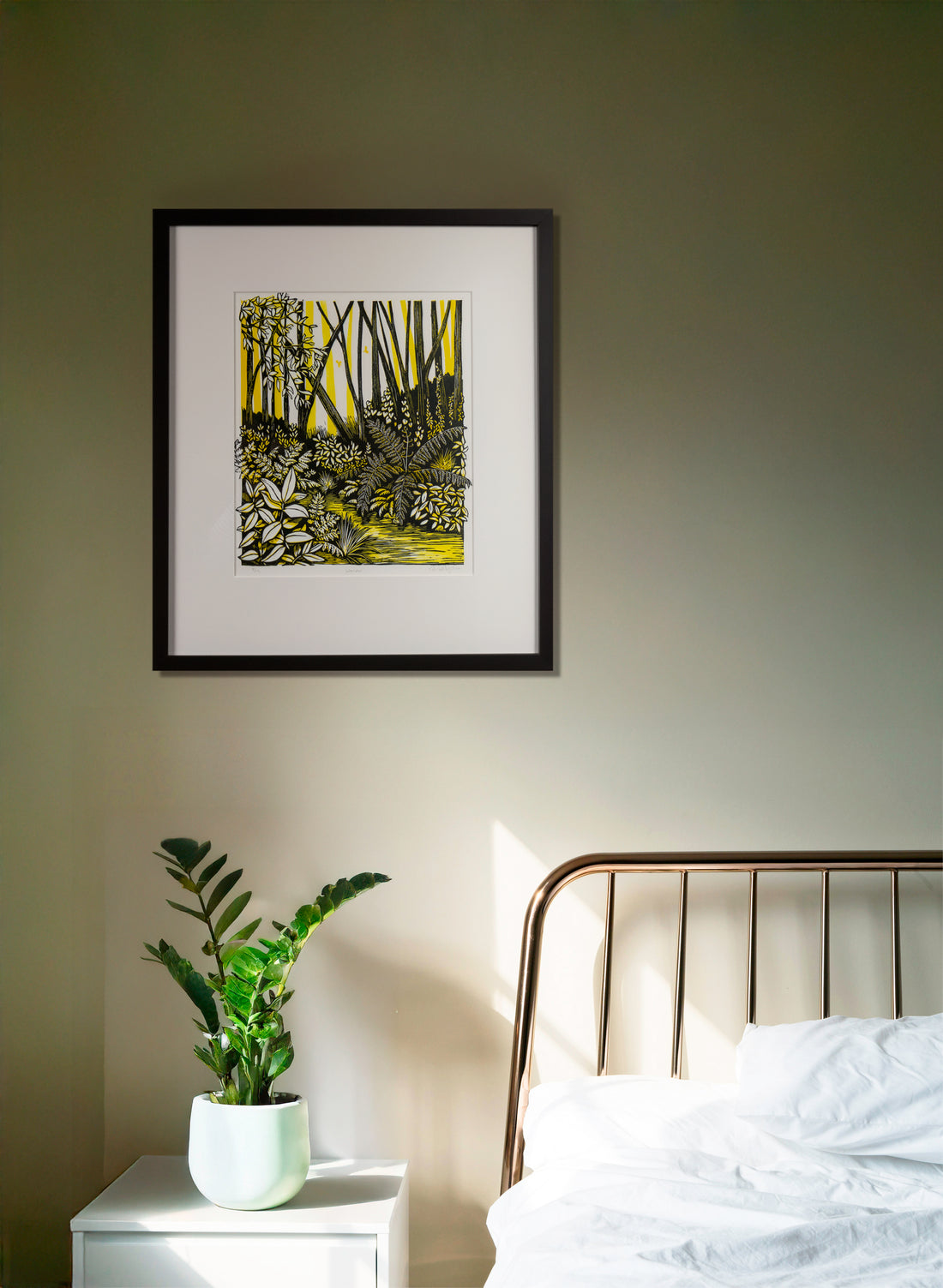 Wander (Yellow) -  Wood Cut Print Framed