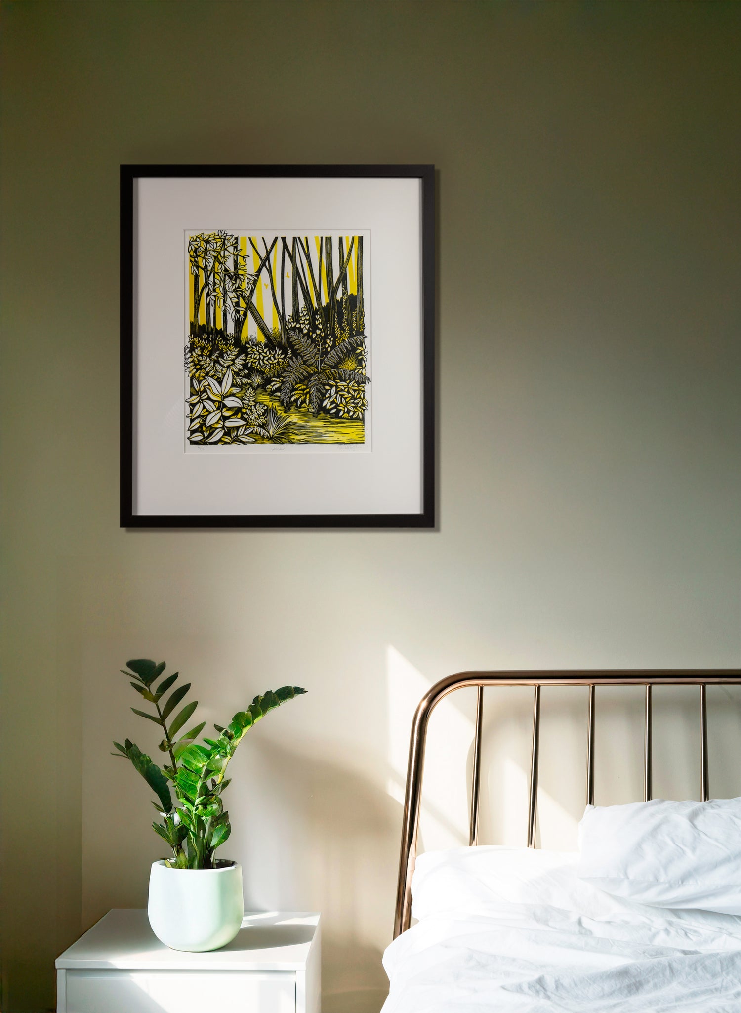 Wander (Yellow) -  Wood Cut Print Framed