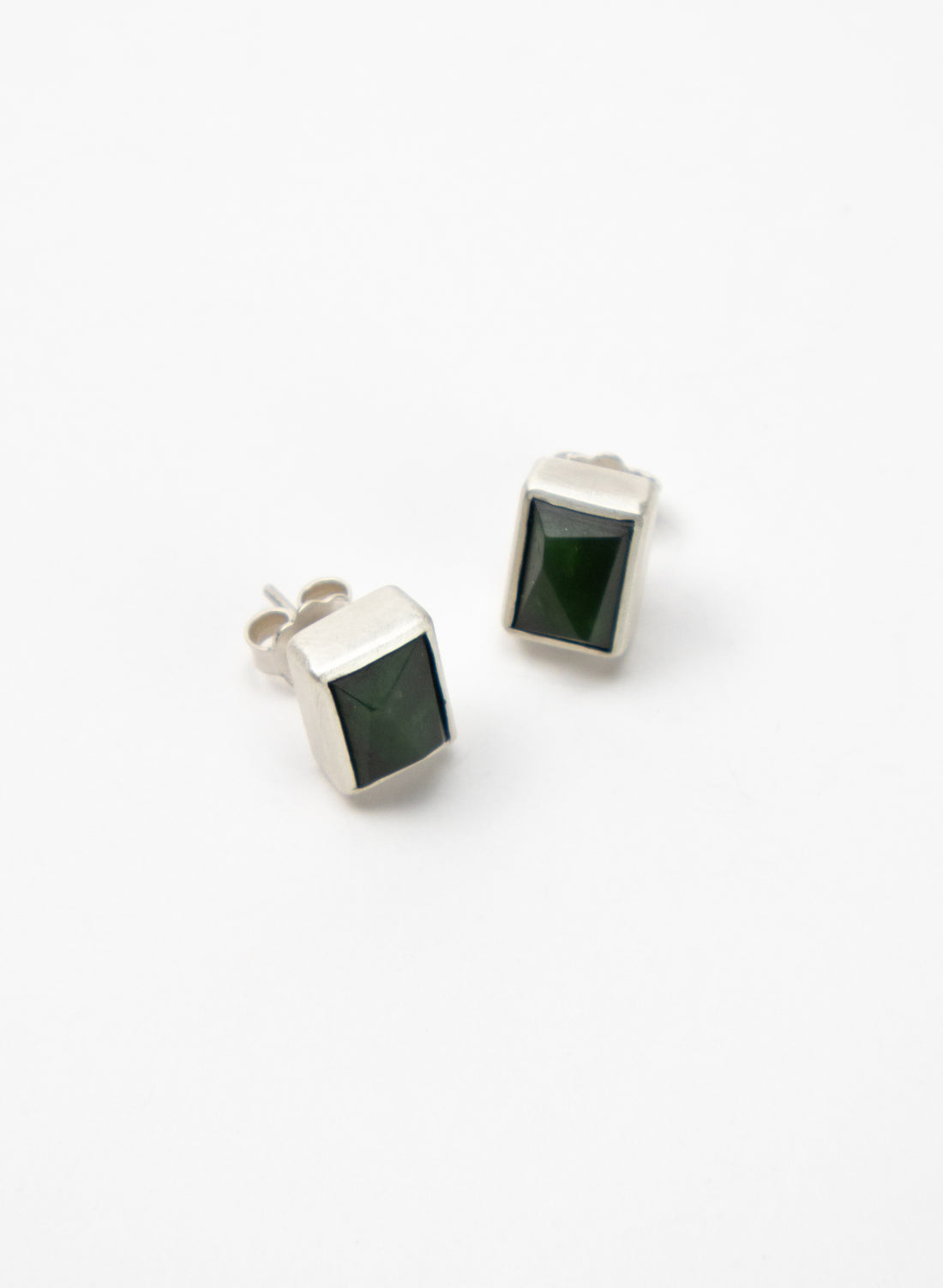 Rectangle Facetted Cut Pounamu Stud Earrings