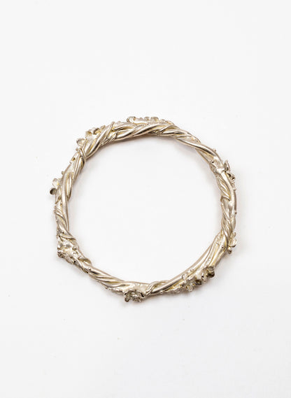 Entwined Flower and Leaf Bangle - Silver