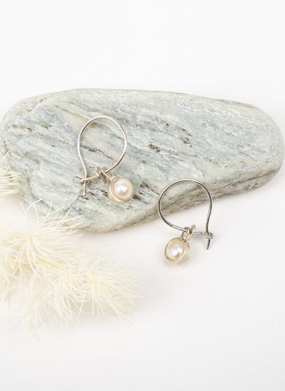 Classic Pearl Charm Hoop Earrings