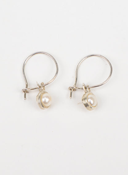 Classic Pearl Charm Hoop Earrings