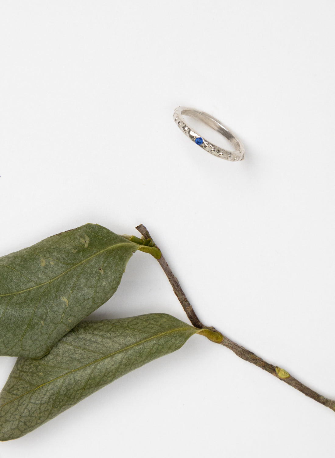 Fluid Silver Stacking Ring + Sapphire