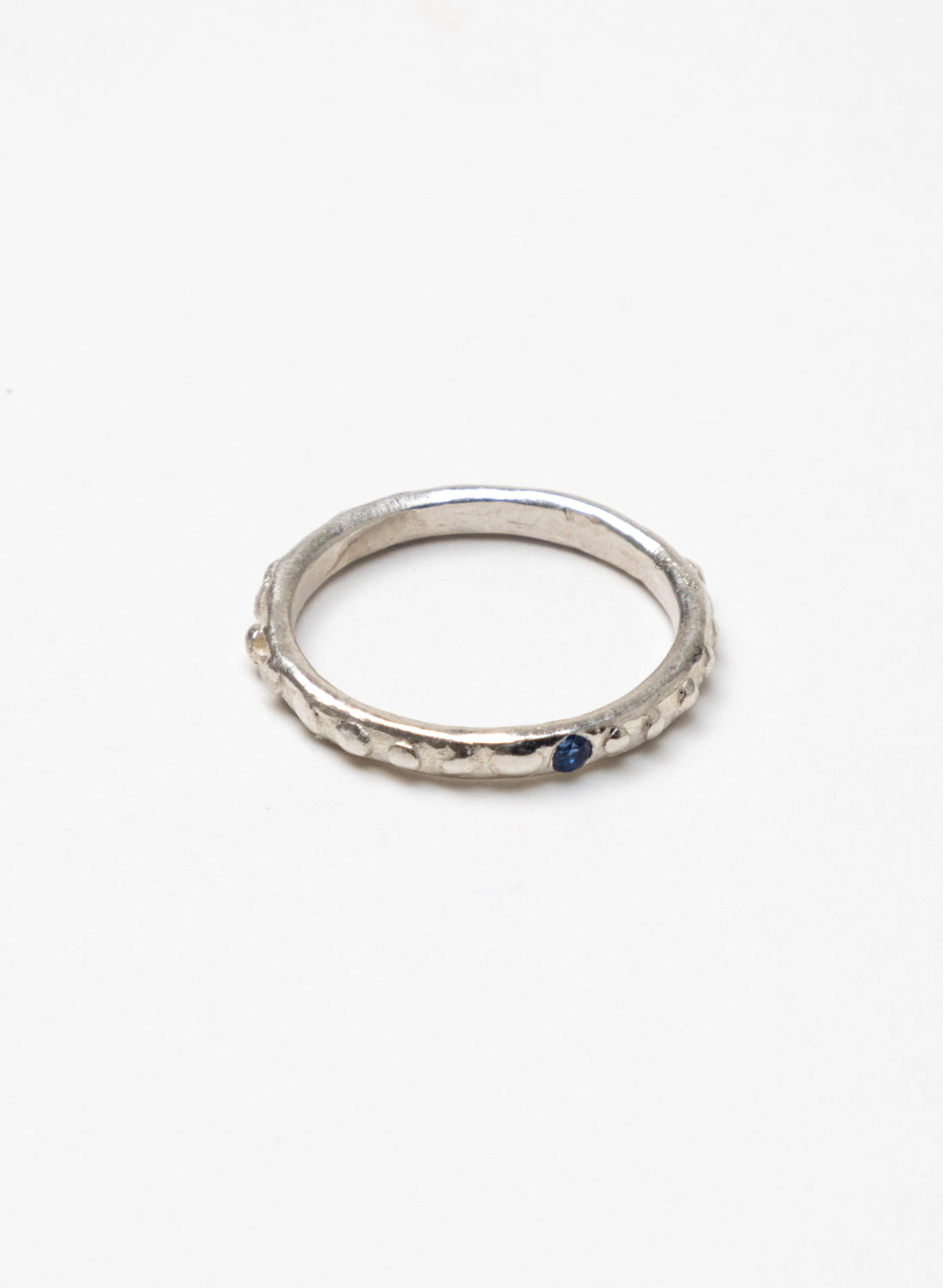 Fluid Silver Stacking Ring + Sapphire